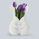 3D printed Easter bunny vase, ceramic-look plastic vase. White.