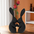 3D printed Easter bunny vase, ceramic-look plastic vase.black.
