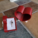 Mini Size Cute Heart-Shaped Jewelry Box (Single Drawer) Red and White
