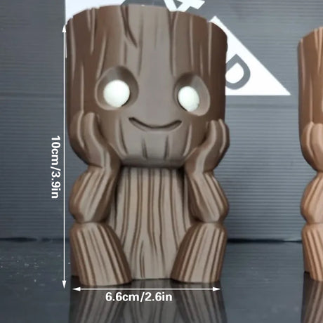 3D Printed Mini Succulent-Friendly Flower Pots, Brown