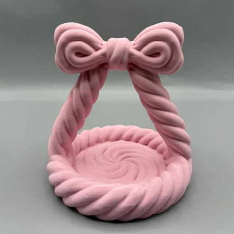 3D Printed Charming Bow Jewelry Tray - Twisted Hemp Rope Storage Tray, White