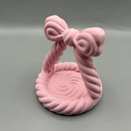 3D Printed Charming Bow Jewelry Tray - Twisted Hemp Rope Storage Tray, 
pink