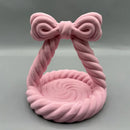 3D Printed Charming Bow Jewelry Tray - Twisted Hemp Rope Storage Tray, 
pink
