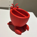 3D-printed crab-shaped toiletries storage box, red.