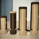 3D-printed compact rotating organizer capsule, 1.3 inches long x 5.9 inches high.