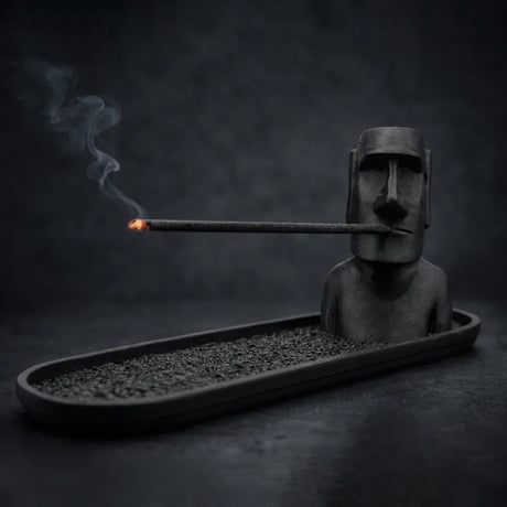 3D Printed Moai Incense Holder – Easter Island Statue, Black