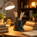 3D Printed Pen Castle Desktop Organizer, Black