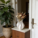 3D printed petal vase, silk white