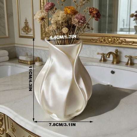 3D printed petal vase, silk white