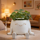 3D-printed sitting flower pot, white