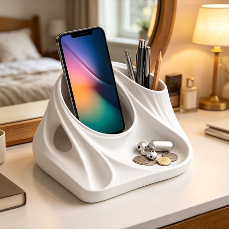 3D Printed Desktop Organizer, White