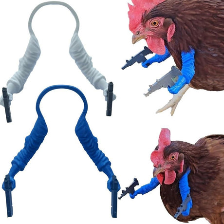 Chicken arms with Guns,Fun, Durable, Rooster Pistol Party, Perfect for Parties, Photoshoots and Pranks Costumes for Chickens to wear(White)