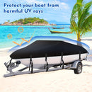 Trailerable Boat Cover – Heavy Duty Waterproof Tarp with Storage Bag, Designed for V-Hull, Fish & Ski, Runabout, Bass & Fishing Boats,17-20FTSilver