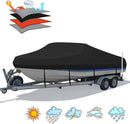 Trailerable Boat Cover – 600DHeavy Duty Waterproof Tarp with Storage Bag, Designed for V-Hull, Fish & Ski, Runabout, Bass & Fishing Boats,23-25FTBlack