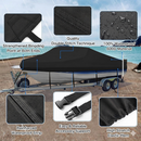 Trailerable Boat Cover – 600DHeavy Duty Waterproof Tarp with Storage Bag, Designed for V-Hull, Fish & Ski, Runabout, Bass & Fishing Boats,20-22FTBlack