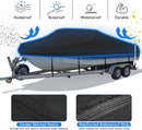 Trailerable Boat Cover – 600DHeavy Duty Waterproof Tarp with Storage Bag, Designed for V-Hull, Fish & Ski, Runabout, Bass & Fishing Boats,20-22FTBlack