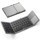 Foldable Bluetooth Keyboard with Touchpad, Wireless Portable Keyboard, Ultra Slim Rechargeable Folding Keyboard with Full-Size Keys for iOS Android Windows Laptop Tablet PC,Grey