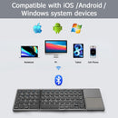 Foldable Bluetooth Keyboard with Touchpad, Wireless Portable Keyboard, Ultra Slim Rechargeable Folding Keyboard with Full-Size Keys for iOS Android Windows Laptop Tablet PC,Grey