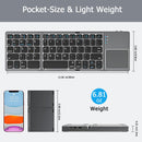 Foldable Bluetooth Keyboard with Touchpad, Wireless Portable Keyboard, Ultra Slim Rechargeable Folding Keyboard with Full-Size Keys for iOS Android Windows Laptop Tablet PC,Black