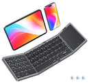 Foldable Bluetooth Keyboard with Touchpad, Wireless Portable Keyboard, Ultra Slim Rechargeable Folding Keyboard with Full-Size Keys for iOS Android Windows Laptop Tablet PC,Black