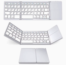 Foldable Bluetooth Keyboard with Touchpad, Wireless Portable Keyboard, Ultra Slim Rechargeable Folding Keyboard with Full-Size Keys for iOS Android Windows Laptop Tablet PC,Silver