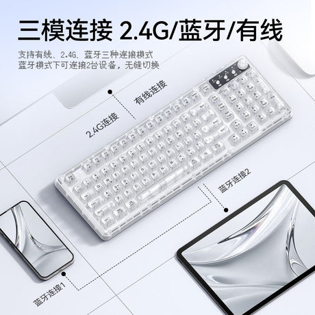 Tri-Mode Wireless Mechanical Keyboard, Bluetooth 5.0/2.4G/USB-C, 96% Layout RGB Backlit Keyboard, Hot Swappable Quiet Switch, Programmable Keys, Multi-Device for PC Mac iOS Android,Grapefruit Orange