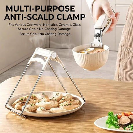 Heat Resistant Anti-Slip Bowl Gripper Tongs, Kitchen Hot Dish Plate Pot Lifter Clip for Steaming Cooking, Oven Safe Heat Protection Clamp for Home Use