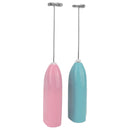Pink electric milk frother, handheld coffee mixer, portable milk frother, suitable for lattes, cappuccinos, and home use as a whipping iron for cream.