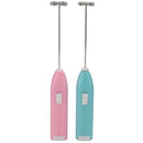 Pink electric milk frother, handheld coffee mixer, portable milk frother, suitable for lattes, cappuccinos, and home use as a whipping iron for cream.