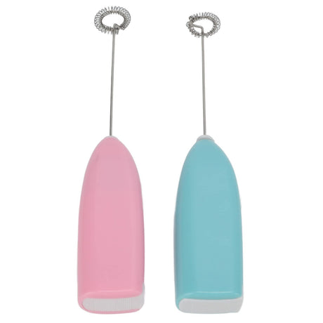 Pink electric milk frother, handheld coffee mixer, portable milk frother, suitable for lattes, cappuccinos, and home use as a whipping iron for cream.