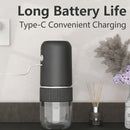 Black electric coffee grinder, automatic spice grinder, rechargeable, salt grinder, pepper grinder, adjustable coarseness, detachable design, kitchen tool.