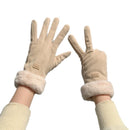 Women's Minimalist Solid Color Touchscreen Gloves, Elegant Modern Windproof Warm Riding, Fuzzy Gloves for Fall & Winter