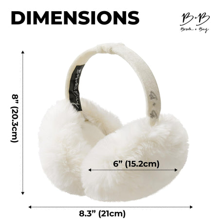 Grey fluffy Plush Winter Ear Muffs for Women, Foldable Soft Ear Warmers Windproof Thermal Earmuffs for Cold Weather Outdoor Daily Wear