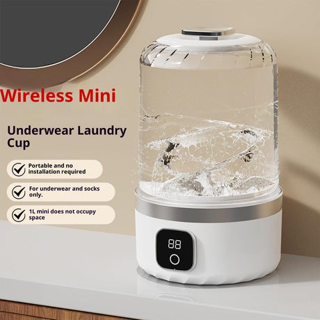 Blue portable mini washing machine, suitable for underwear, socks, baby clothes - rechargeable cordless compact washing machine, suitable for small loads, travel and dormitory use - USB rechargeable home/apartment washing machine