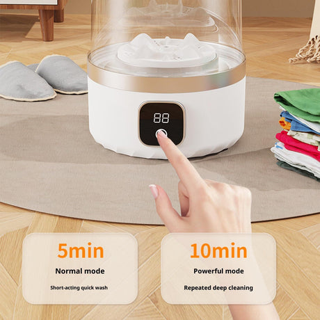 Blue portable mini washing machine, suitable for underwear, socks, baby clothes - rechargeable cordless compact washing machine, suitable for small loads, travel and dormitory use - USB rechargeable home/apartment washing machine