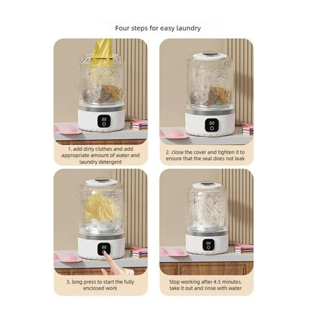 Pink portable mini washing machine, suitable for underwear, socks, baby clothes - rechargeable cordless compact washing machine, suitable for small loads, travel and dormitory use - USB rechargeable home/apartment washing machine