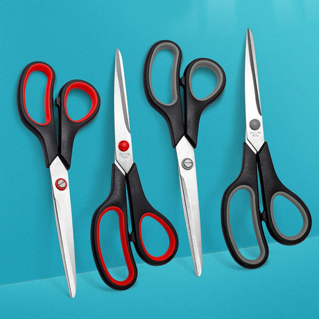 Red multi-purpose scissors, 8-inch ergonomic and comfortable handle, ultra-sharp stainless steel blade, heavy-duty sewing scissors, suitable for crafts, office sewing, home and school, etc.