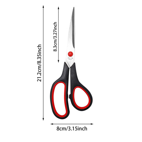 Gray multi-purpose scissors with an 8-inch ergonomic and comfortable grip, ultra-sharp stainless steel blades, heavy-duty sewing scissors suitable for crafts, office sewing, home and school use.