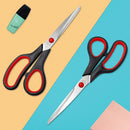 Gray multi-purpose scissors with an 8-inch ergonomic and comfortable grip, ultra-sharp stainless steel blades, heavy-duty sewing scissors suitable for crafts, office sewing, home and school use.