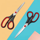 Orange multi-purpose scissors with an 8-inch ergonomic and comfortable grip, ultra-sharp stainless steel blades, heavy-duty sewing scissors suitable for crafts, office sewing, home and school use.