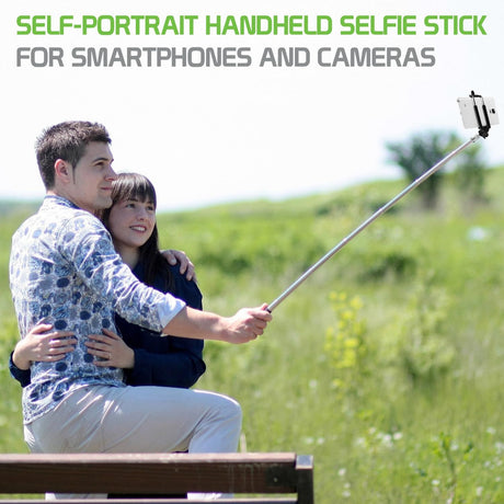 Universal Laser Selfie Stick with Wired Control Cable, Portable Handheld Selfie Stick with Built-in Control Line for All Smartphones