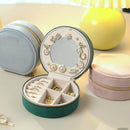 Starlight Gray Small Portable Jewelry Box with Mirror for Travel, Luxury 3 Layers Jewelry Organizer Compact Case for Necklace Earring