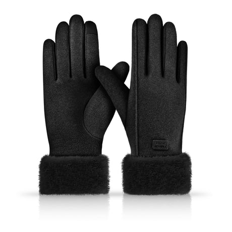 Gloves for Women Girl, Winter Touch Screen, Comfortable and Warm Double-Sided Velvet Lining Thickened Warm Glove,Black