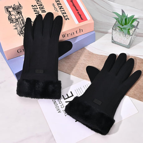 Gloves for Women Girl, Winter Touch Screen, Comfortable and Warm Double-Sided Velvet Lining Thickened Warm Glove,Black