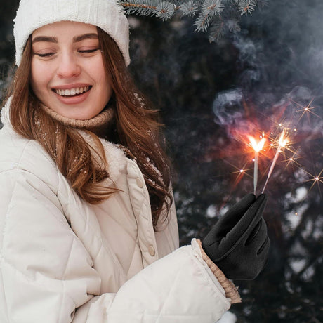 Gloves for Women Girl, Winter Touch Screen, Comfortable and Warm Double-Sided Velvet Lining Thickened Warm Glove,Black
