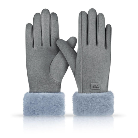 Gloves for Women Girl, Winter Touch Screen, Comfortable and Warm Double-Sided Velvet Lining Thickened Warm Glove,Grey