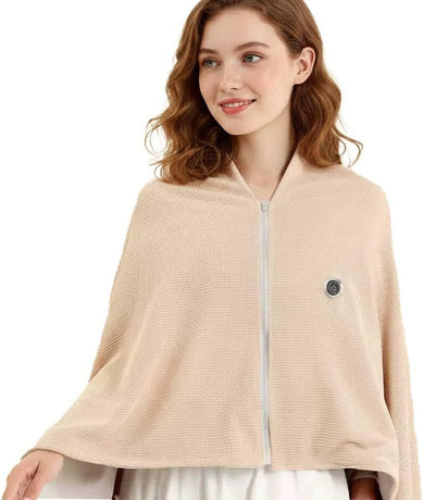 USB Power Supply Electric Heated Blanket Shawl Portable Wearable Heated Throw 3 Heat Levels Machine Washable Cozy 62x32 Inches,Apricot