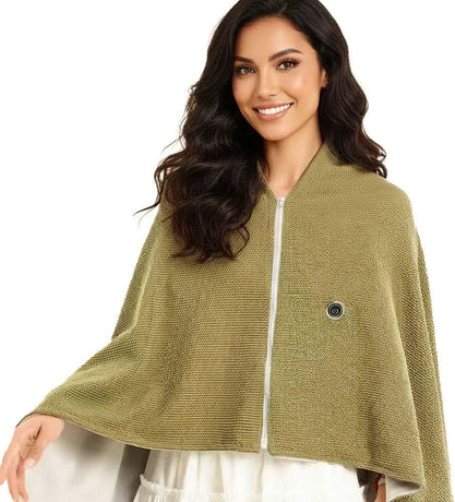 USB Power Supply Electric Heated Blanket Shawl Portable Wearable Heated Throw 3 Heat Levels Machine Washable Cozy 62x32 Inches,Green
