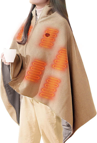 USB Power Supply Electric Heated Blanket Shawl Portable Wearable Heated Throw 3 Heat Levels Machine Washable Cozy 62x32 Inches,Green