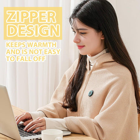 USB Power Supply Electric Heated Blanket Shawl Portable Wearable Heated Throw 3 Heat Levels Machine Washable Cozy 62x32 Inches,Red
